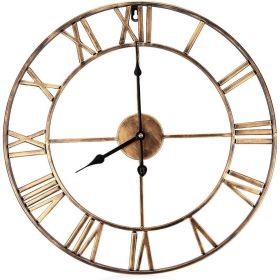 Decorative 18.5-inch Roman Numerals Silent Non-Ticking Wall Clock in Gold