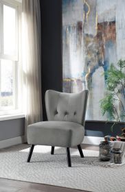 Unique Style Gray Velvet  Button Tufted Accent Chair