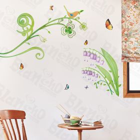 Butterflies and Ivy - X-Large Wall Decals Stickers Appliques Home Decor