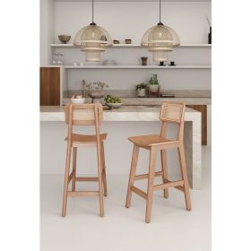 Manhattan Comfort Versailles Counter Stool in Nature Cane