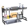 Bosonshop Over The Sink Dish Drying Rack Stainless Steel Kitchen Supplies Storage Shelf Drainer Organizer, 35" x 12.2" x 20.4"