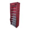 Fashionable Room-saving 9 Lattices Non-woven Fabric Shoe Rack Wine Red