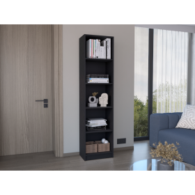 Home Xs Bookcase with 5-Tier Shelves and Slim Design -Black -Office