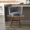 26" Upholstered Swivel Bar Stools Set of 2, Modern Linen Fabric High Back Counter Stools with Nail Head Design and Wood Frame