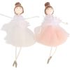 2Pcs Angel Christmas Ornaments Hanging Ballerina Girl Plush Xmas Tree Doll Handmade Plush Pendants Hanging Home Decorations Holiday Decor