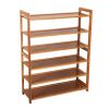 6 Tier Wood Bamboo Shelf Entryway Storage Shoe Rack Home Furniture