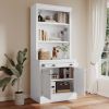 83.4"Tall Bookshelf with LED Lighting, Modern Bookcase with 2 Doors and 1 Drawer,Storage Bookcase with Open Shelves for Living Room,Home Office,White