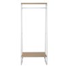 Clothes Rack with Wood Shelf, Freestanding Clothing Rack, Garment Rack, Standing Metal Sturdy Clothing Rack, White