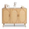 Modern Rattan Shoe Storage Cabinet with 3 Doors and Adjustable Shelves, Accent Cabinet for Living Room, Bedroom, Hallway