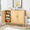 Modern Rattan Shoe Storage Cabinet with 3 Doors and Adjustable Shelves, Accent Cabinet for Living Room, Bedroom, Hallway