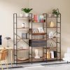 Triple Wide 5 Tier Bookshelf,Tall Bookcase with 14 Open Display Shelves