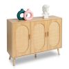 Modern Rattan Shoe Storage Cabinet with 3 Doors and Adjustable Shelves, Accent Cabinet for Living Room, Bedroom, Hallway