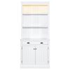 83.4"Tall Bookshelf with LED Lighting, Modern Bookcase with 2 Doors and 1 Drawer,Storage Bookcase with Open Shelves for Living Room,Home Office,White