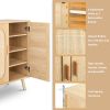 Modern Rattan Shoe Storage Cabinet with 3 Doors and Adjustable Shelves, Accent Cabinet for Living Room, Bedroom, Hallway