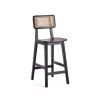 Manhattan Comfort Versailles Counter Stool in Black and Natural Cane