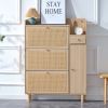 Modern minimalist storage cabinet MDF bed top cabinet Japanese rattan shoe cabinet, small home furniture. Suitable for hallways and living rooms