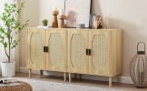 Kitchen storage cabinets with rattan decorative doors, buffets, wine cabinets, dining rooms, hallways, cabinet console tables, Natural, 31.5''W X 15.8