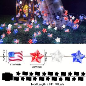 1pc, Flag String Lights, 4th Of July Memorial Day American Flag Stars Decoration ,Battery Operated With,Multi-Function Remote (Model: 1p-American Flag Star String Lights)