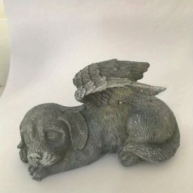 1pc Resin Angel Pet Statue, Indoor Outdoor Decor Home Memorial Garden, Lawn Yard Garden (Color: Gray Angel Dog)