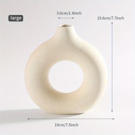 1pc; White Ceramic Vase For Modern Home Decor, (Color: Cream Color, size: large)