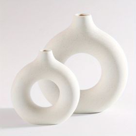 1pc; White Ceramic Vase For Modern Home Decor, (Color: Beige, size: Small + Large Vase)