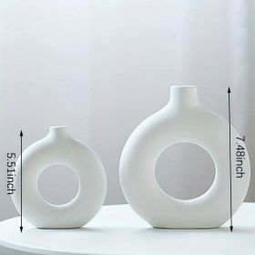 1pc; White Ceramic Vase For Modern Home Decor, (Color: Ivory White, size: Small + Large Vase)