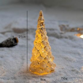 Christmas Decoration Glass Tree Home Desktop Decoration Light Up Small Night Light Christmas Gifts (Style: E)