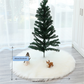 1pc Snow White Faux Fur Christmas Tree Skirt (Color: White, size: 23.62*23.62inch)