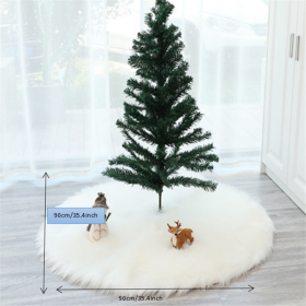 1pc Snow White Faux Fur Christmas Tree Skirt (Color: White, size: 35.43*35.43inch)