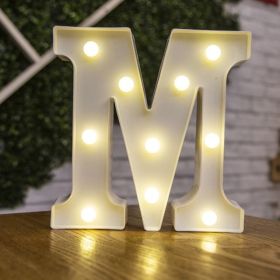 Alphabet Letter LED Lights Luminous Number Lamp Decor Battery Night Light for home Wedding Birthday Christmas party Decoration (type: M)