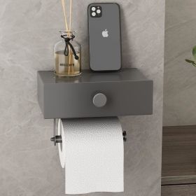 Black Stainless Steel Toilet Paper Holder  Adhesive Wall Mount (Color: Matte Grey)