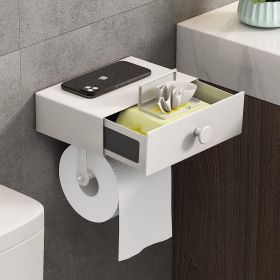 Black Stainless Steel Toilet Paper Holder  Adhesive Wall Mount (Color: Matte White)