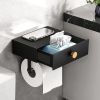 Black Stainless Steel Toilet Paper Holder  Adhesive Wall Mount