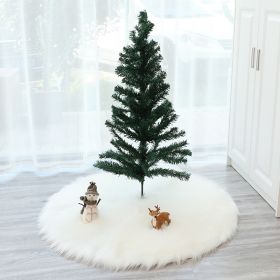 38cm Snowy White Christmas Tree Skirt Plush Faux Fur For 2024 New Year (Color: 38cm- White)