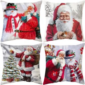 Red Santa Pillowcase Home Living Room Sofa Cushion (Color: 1#)