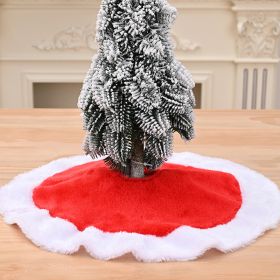 38cm Snowy White Christmas Tree Skirt Plush Faux Fur For 2024 New Year (Color: 38cm- Red white)