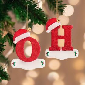 A-Z Cartoon Christmas Hat Letters Acrylic Pendants for Xmas Tree for Home Navidad Natal Noel (Color: K)