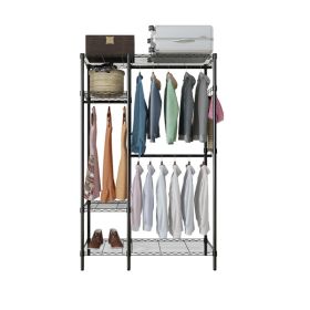 Closet Organizer Metal Garment Rack Portable Clothes Hanger Home Shelf (Color: as Pic)