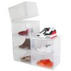 6Packs Collapsible Shoe Box Stackable Shoe Storage Bin Transparent Dustproof Hard PP Shoe Organizer Container with Magnetic Door