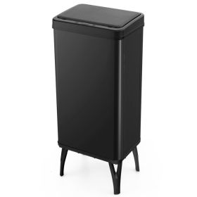 13.2 Gallon Stainless Steel Trash Can with Stay-on Lid (Color: Black)