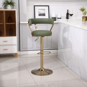 Bar Stools with Back and Footrest Counter Height Dining Chairs (1PCS/CTN) (Material: PU, Color: Avocado)