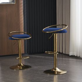 Bar Stools Set of 2 Counter Height Adjustable velvet Padded 360¬∞ Swivel Bar Chairs Modern Industrial Style Barstool for Home Kitchen Island(2PCS/CTN) (Material: Velvet, Color: Navy)