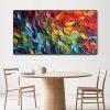 Abstract Colorful Feathers Oil Painting On Large Canvas Wall Art