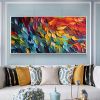 Abstract Colorful Feathers Oil Painting On Large Canvas Wall Art