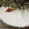 38cm Snowy White Christmas Tree Skirt Plush Faux Fur For 2024 New Year