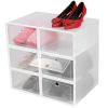 6Pcs Collapsible Shoe Box Stackable Shoe Storage Bin Transparent Dustproof PP Shoe Organizer Container