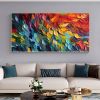 Abstract Colorful Feathers Oil Painting On Large Canvas Wall Art