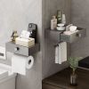 Black Stainless Steel Toilet Paper Holder  Adhesive Wall Mount