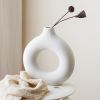 1pc; White Ceramic Vase For Modern Home Decor,