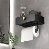 Black Stainless Steel Toilet Paper Holder  Adhesive Wall Mount